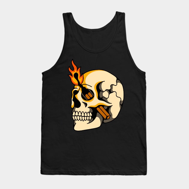 Skull match fire Tank Top by Bojes Art